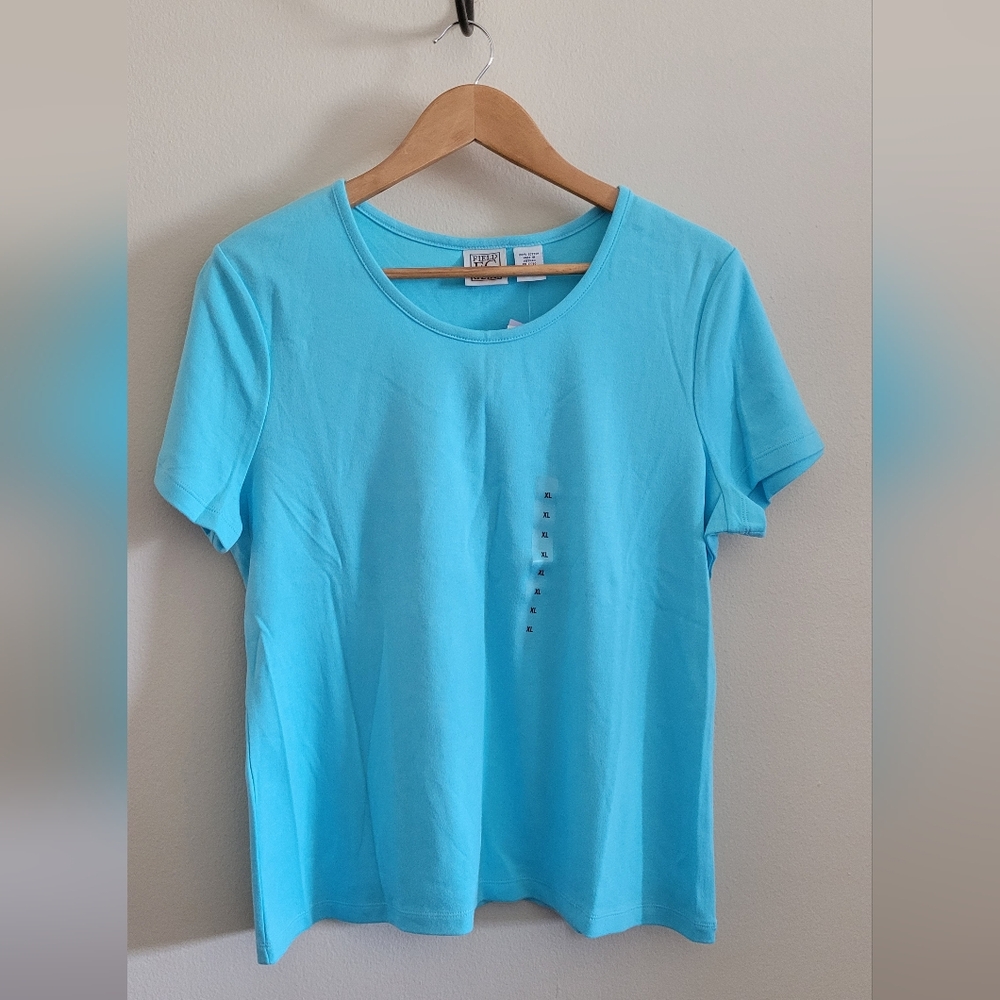 Field Gear Basic Cotton Tshirt, Women's XL, Bright Turquoise